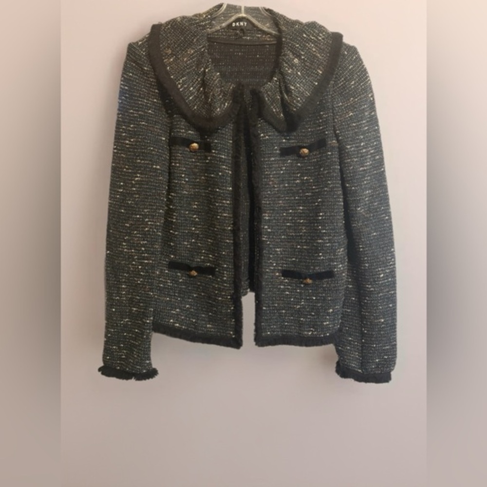 DKNY open-front tweed blazer jacket - Picture 2 of 5